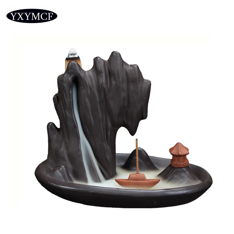 

Fairy Waterfall Backflow Incense Burner Ceramic Crafts Stick Holder Home Decor Tearoom Ornament Incense Stove Room Decorations