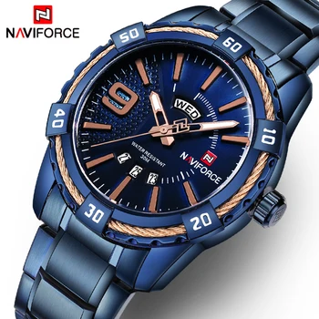 NAVIFORCE Men's Fashion Brand Waterproof Calendar Stainless Steel Quartz Watches