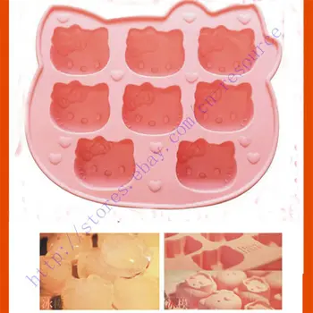

New DIY 8tray Hello Kitty Ice Jelly cube trays Mold Silicon