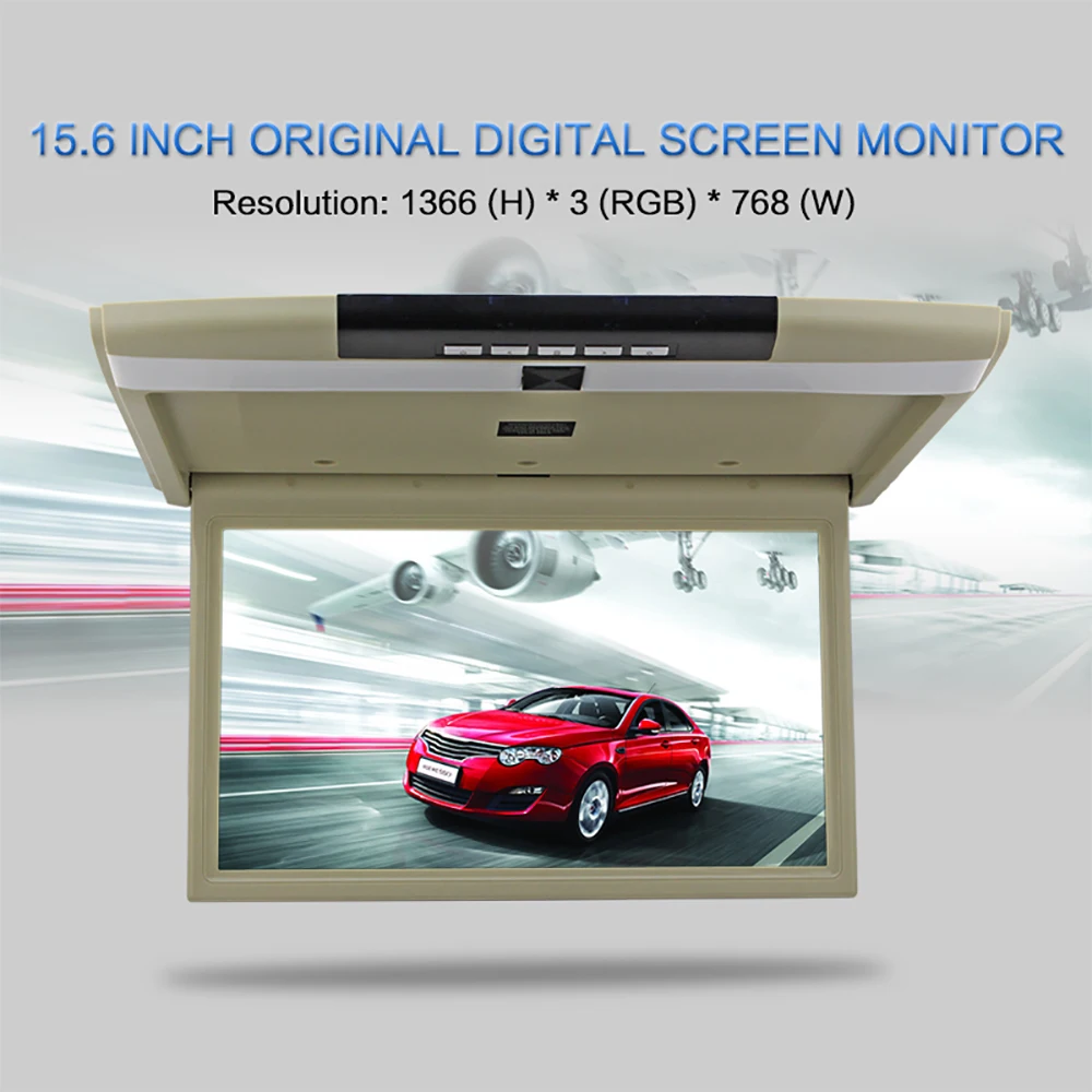 

15.6 InchCar TV monitor TFT LCD Roof mount ceiling flip down for peugeot Display screen LED HD HDMI USB SD auto monitor