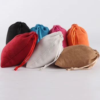 

10pcs/lot 10*12cm Custom Logo Printed Suede Drawstring Pouch Mixed Color Wholesale Price Packing Jewelry Pouch Bag