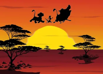 

7x5FT Sunset Baby Lion King Simba Safari Grassland Custom Photo Studio Background Backdrop Vinyl 220cm x 150cm