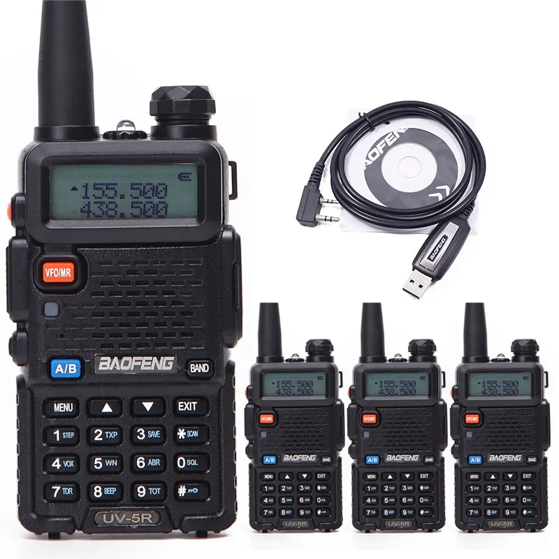 

4pcs Baofeng UV-5R Walkie talkie 5W 128CH Dual Band VHF&UHF 136-174&400-520MHz Two Way Radio UV5R Hunting Ham Radio UV 5R&Cable