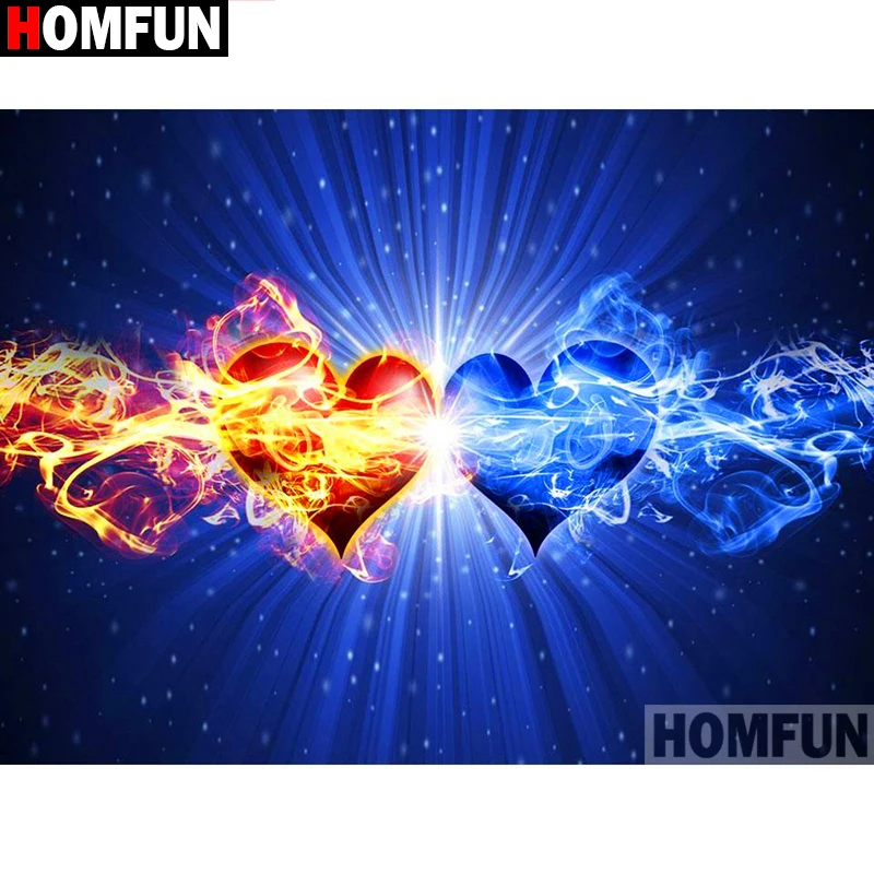 Full Square/Round Drill 5D DIY Diamond Painting "Water fire heart" 3D Diamond Embroidery Cross Stitch Home Decor A19308 diamond painting diamond art painting kit diamond painting set