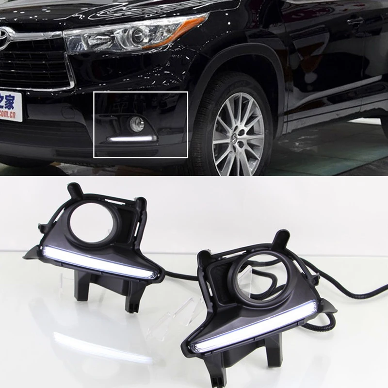 2x White Tube LED daytime running lights fog lamp For Toyota Highlander