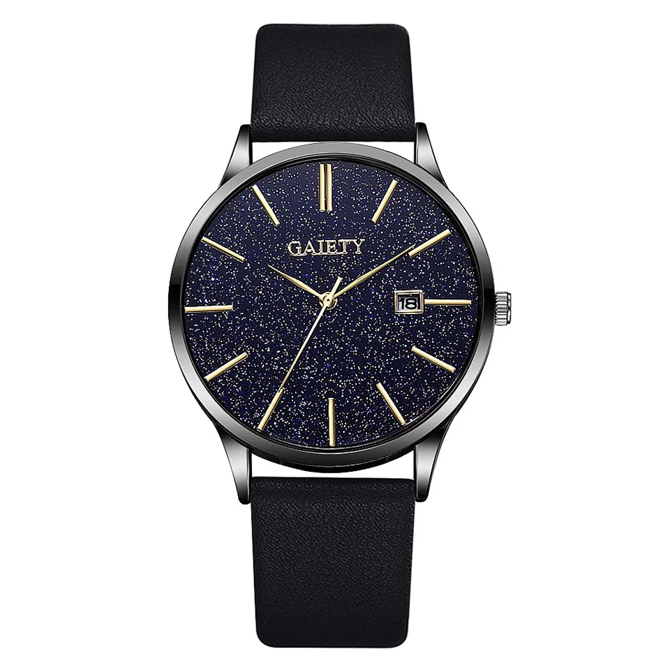 Gaiety Брендовые мужские военные спортивные часы модные простые черные кожаные кварцевые часы повседневные мужские простые часы Relogio Masculino