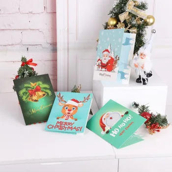 

3pcs Merry Christmas 5d Diy Diamond Painnting Christmas Greeting Cards Full Round Greeting Card Diy Painting Cards Accessories