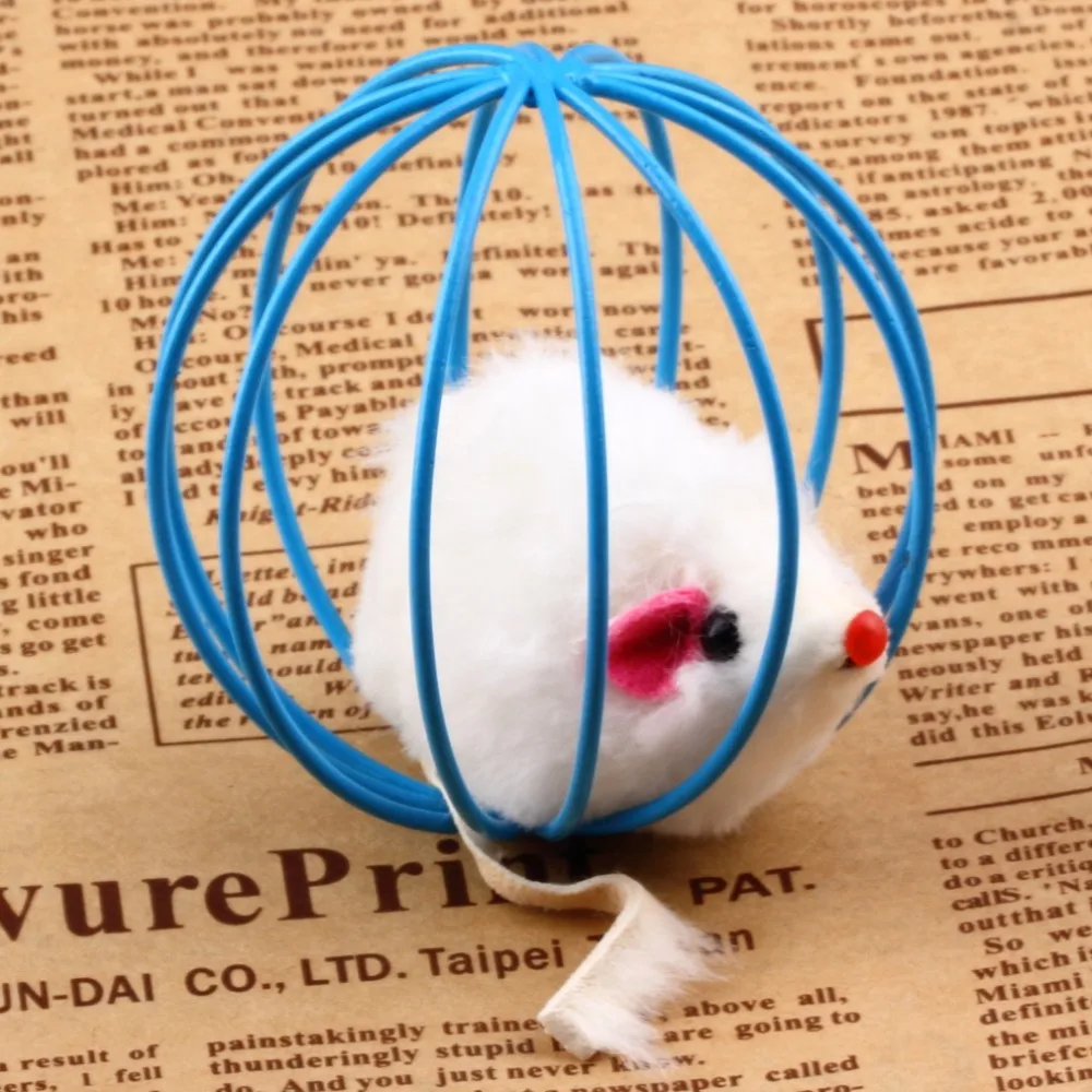 

Lovely Fun Gift Pet Cat Toys False Mouse in Rat Cage Ball For Pet Cat Kitten Popular Funny Play Toys Mouse Ball Best Gift