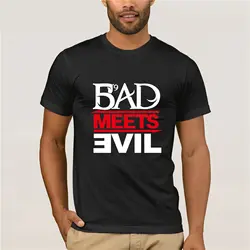 Футболка Eminem хип хоп Рэп, Bad Meets зла размеры S-3XL одежда высшего качества хлопок повседневное для мужчин футболки для женщи