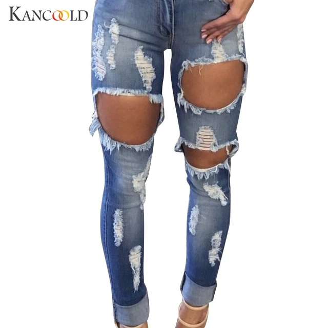 2017 Fit Casual Dames Déchiré Cool Skinny Slim D'été Délavé Femmes vymNnwP8O0