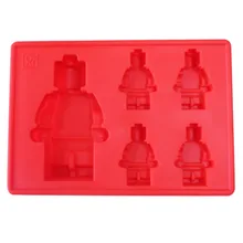 Помадка торт силиконовые формы красного цвета 4+ 1 Роботы форме Ice Cube Плесень Шоколад формы