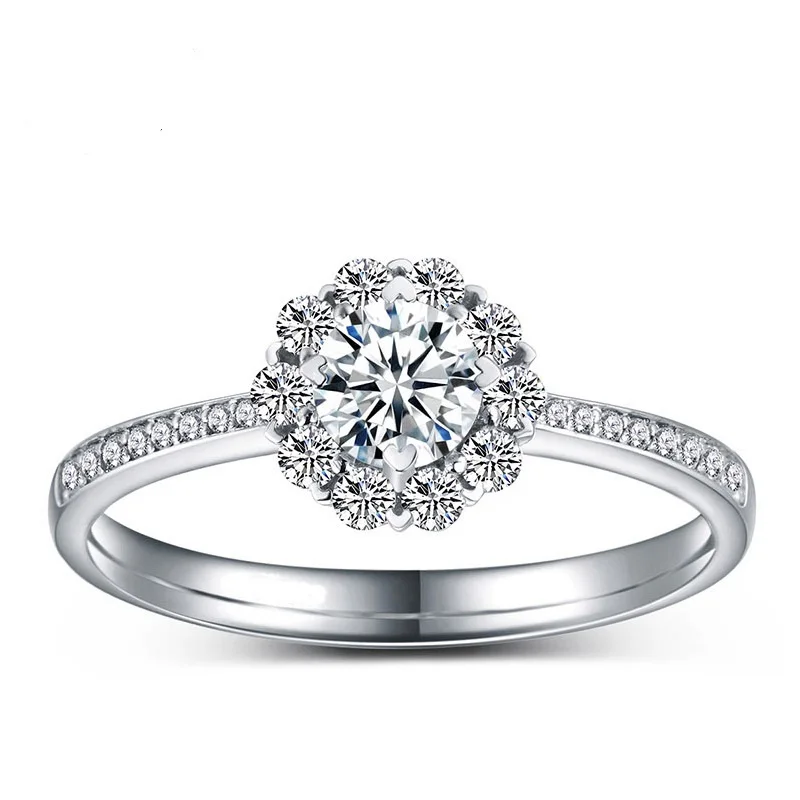 

Engagement Ring Women CZ Stone Anniversary Romantic Ring Gift Genuine 925 Sterling Silver Jewelry Prong Settings Ring for Wife