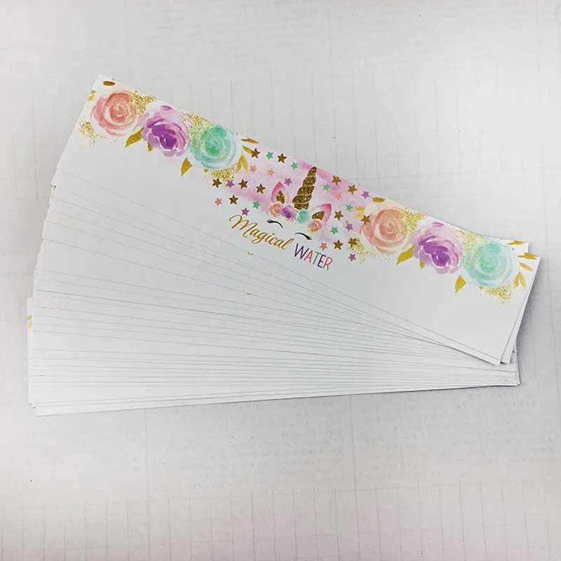 24Pcs Birthday Magical Unicorn Party Bottle Wraps Gift Box Tags Stickers Water Bottle Label Waterproof Stickers Party Supplies