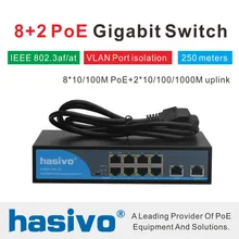 8 портов RJ45 Ethernet PoE коммутатор 2 Uplink гигабитный коммутатор 150 Вт