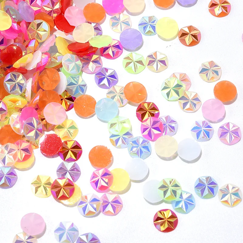 

1000pcs 5mm Colorful Resin Ice Flower Non Hot Fix Rhinestones Crystal Strass Flatback Glue On for DIY Nails Accessories B1235