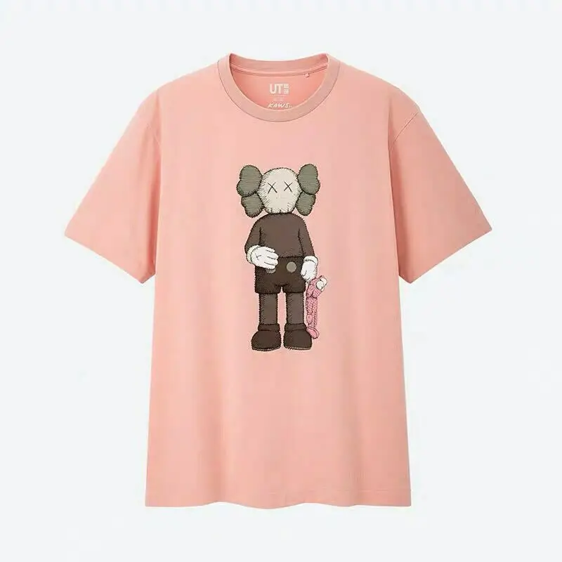 

KAWS Ч UNIQLO UT Summer T Shirt Tops Casual Men T-shirt 2019 Collaboration Companion Basic Tees Pink M L XL 2XL