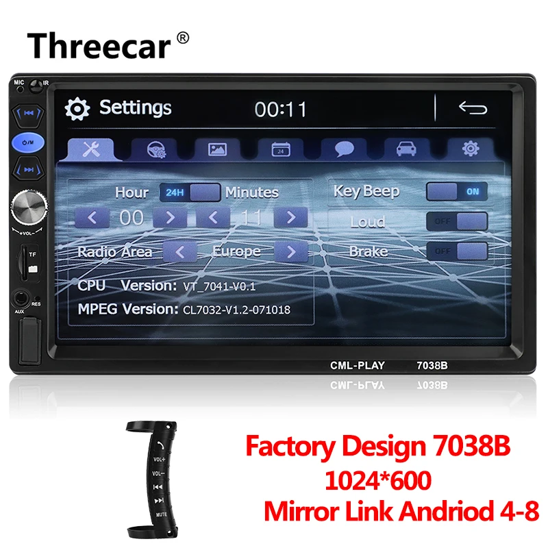 Новое заводское 7038B 2din автомобильное радио " Bluetooth автомобильное стерео радио аудио медиа Автомобильный мультимедийный MP5 плеер с Android зеркальное соединение - Цвет: radio with control