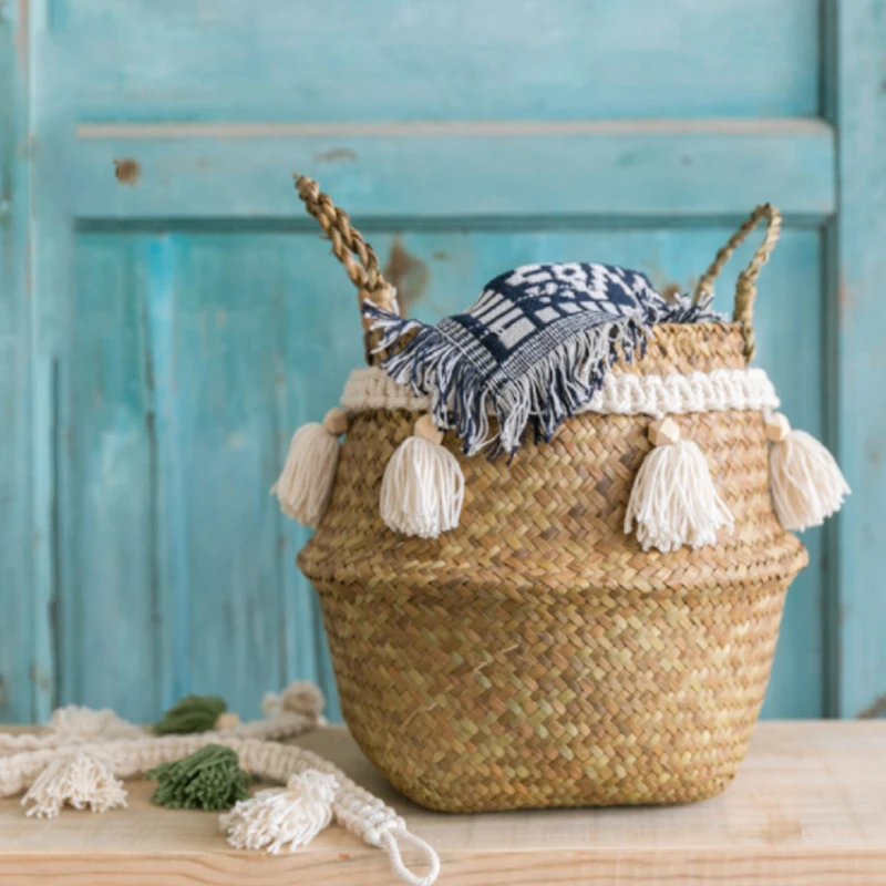 Macrame Decoration Wicker Basket Garden Flower Pot Study Room