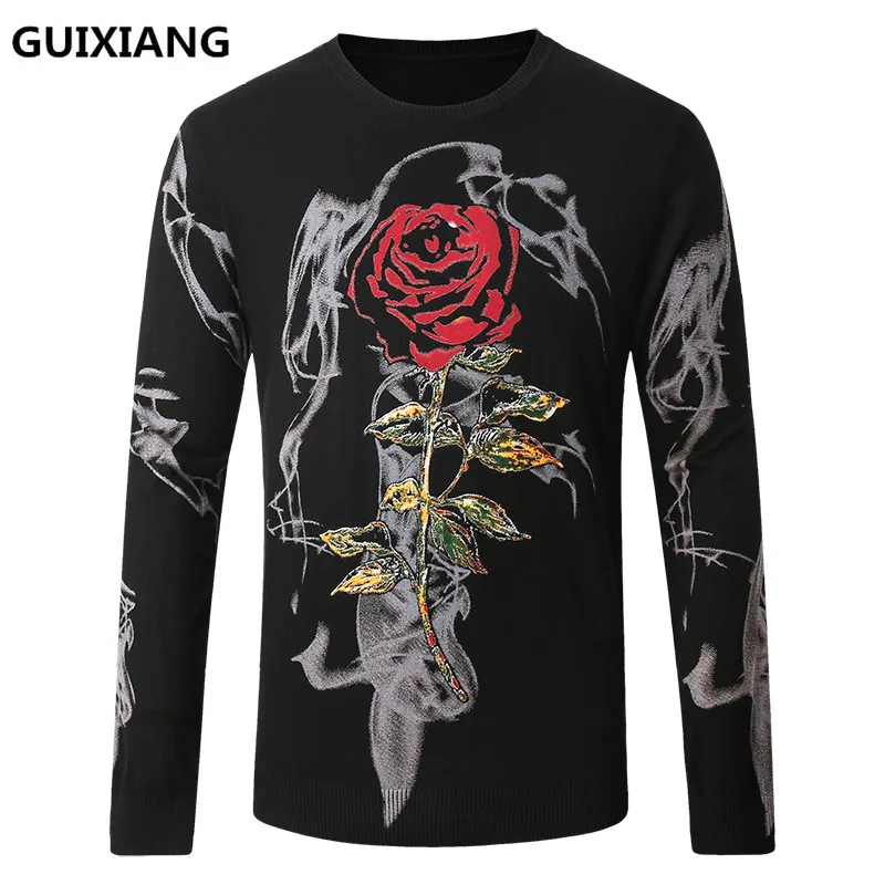 2017 autumn and winter new style font b men b font printing woolen font b sweaters