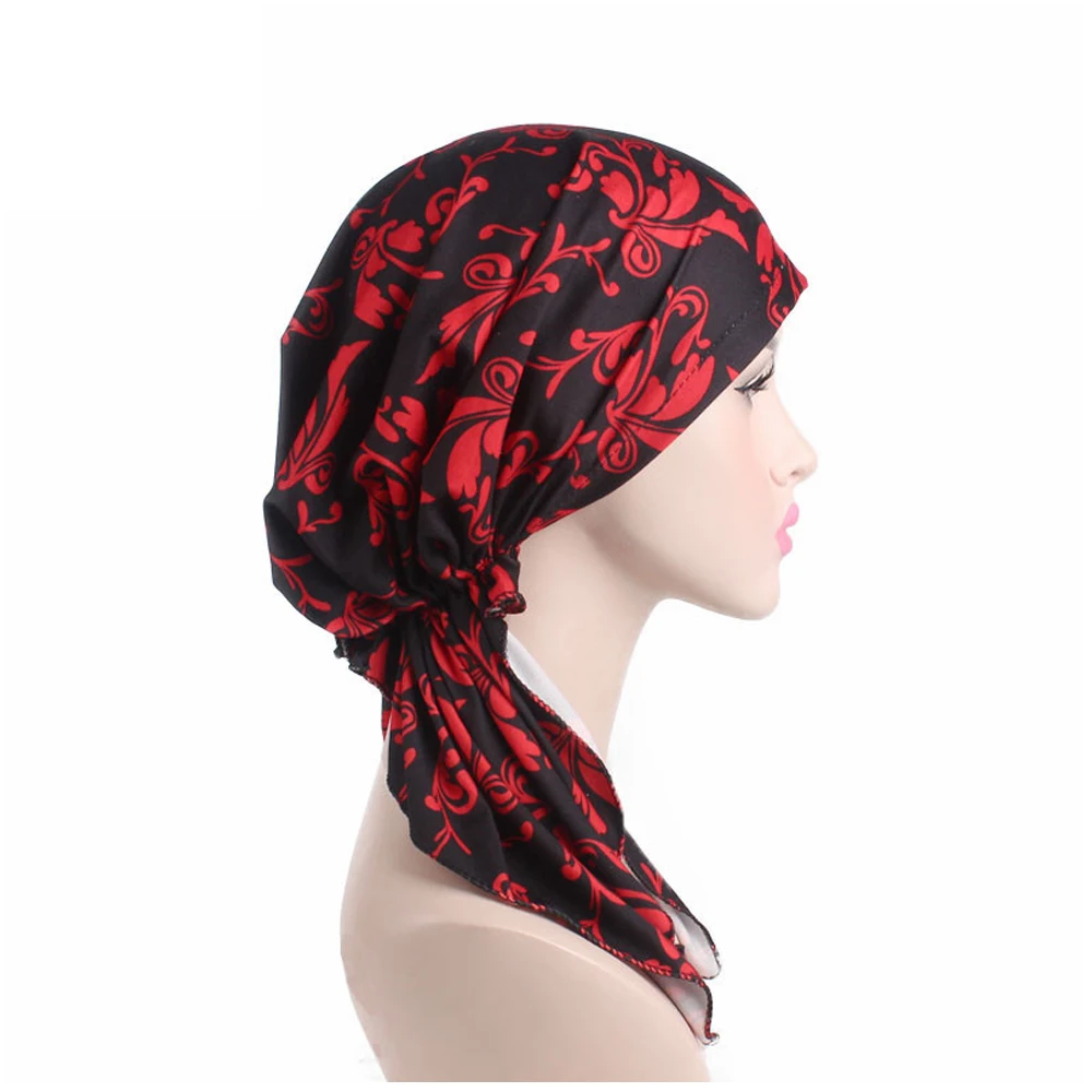 

1PC Womens Head Scarf Muslim Hijab Hat Floral Turban Head Wrap Cap Cover Head Scarf Wrap Women Beanie Cap Fashion Accessories
