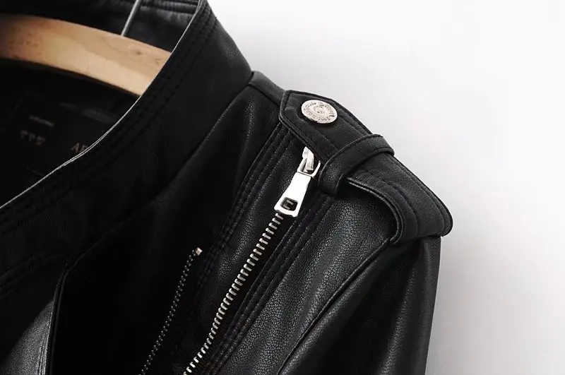 D'hiver Femmes Poches Doux Moto Manteau Ceintures Vêtements Zipper Femme Cuir Des Avec Veste Faux Noir En Mode OSwU4dq