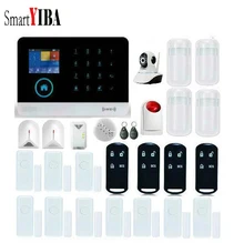 SmartYIBA Wireless Strobe Siren Video IP Camera Glass Break Sensor Gas Leak Alarm Kits For GSM WIFI Security Alarm Sytem