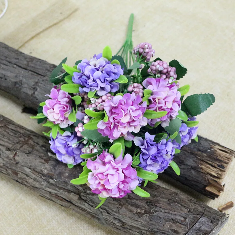 Flone Artificial Hydrangea Flower 10 Heads Simulation Silk Hydrangea Bouquet Fake Flowers Wedding Home Party Arrangement Floral (11)
