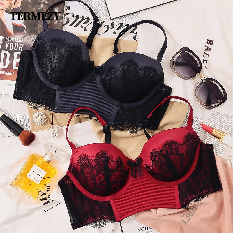 

Sexy Mousse Women Bra Set Push Up Underwear Women Lingerie France Sexy red pink Large Size Intimates Ladies Bras and Panty Set