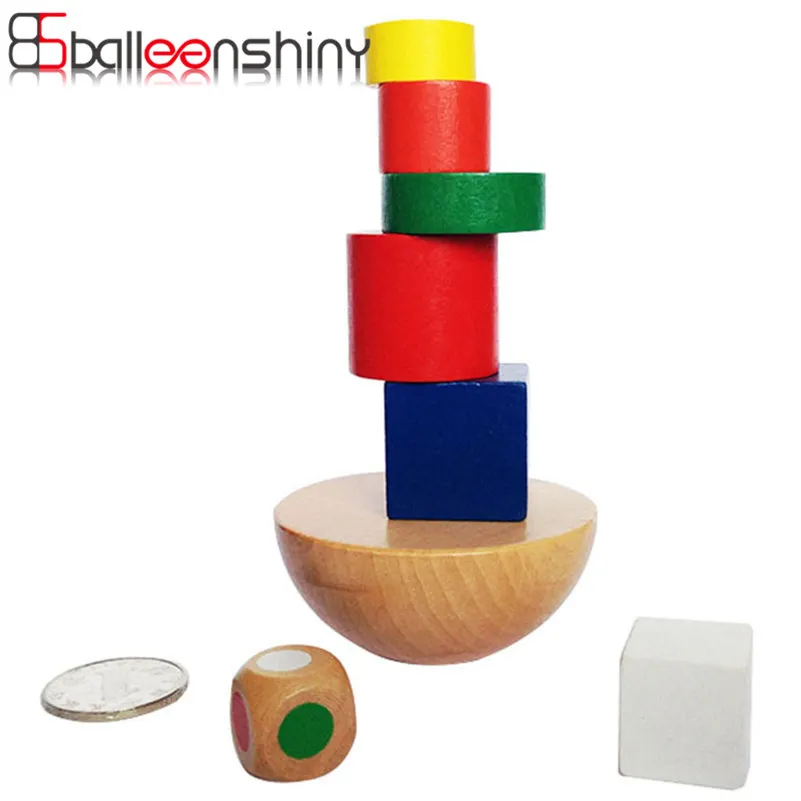 BalleenShiny Balance Game Educational Toy Wooden Hemisphere Stacking Baby Kids Children Intelligence Building Block Beads Toy baby-building-blocks