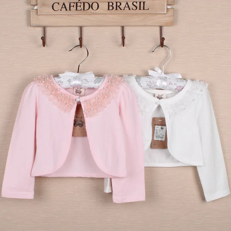 

Shybobbi New children clothing long-sleeved princess pearl lace shawl cardigan jacket girl cape sweater coat waistcoat