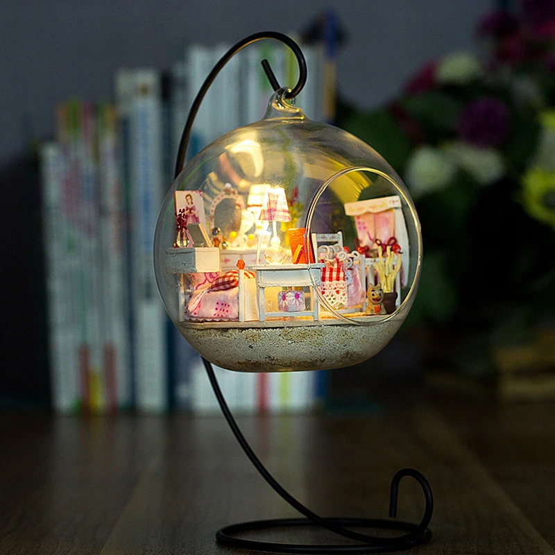 DIY стеклянный шар 3D миниатюрная Сборная модель мини принцесса строительные кукольные наборы с Funitures для детей или взрослых креативный подарок