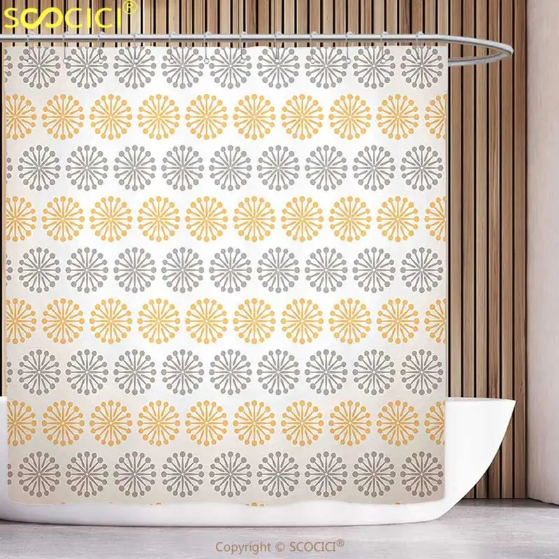 235 48 De Réductionrideau De Douche Imperméable Gris Et Jaune Indien Bohême Oriental Inspiré Géométrique Floral Art Image Abricot Gris Et Blanc In