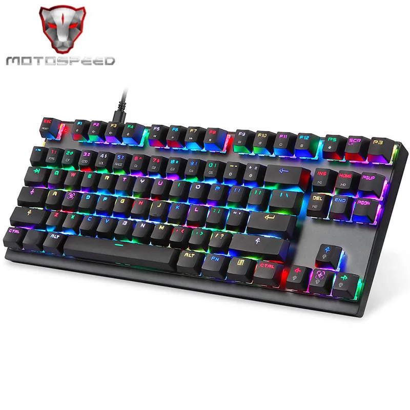 

2019 Motospeed K82 USB Wired Mechanical Keyboard 14 RGB LED Backlight 87 Keys Gaming Keyboard for Esports Game