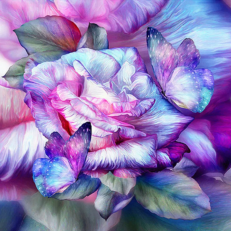 

DIY Diamond Painting Butterfly Flowers Cross Stitch Kits Full Crystal Diamond Mosaic Diamond Embroidery Patterns Rhinestones
