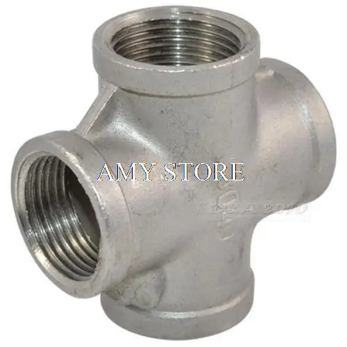 

1" Thread 4 Way Female Cross Coupling Connector SS 304 Pipe Fitting BSP NEW
