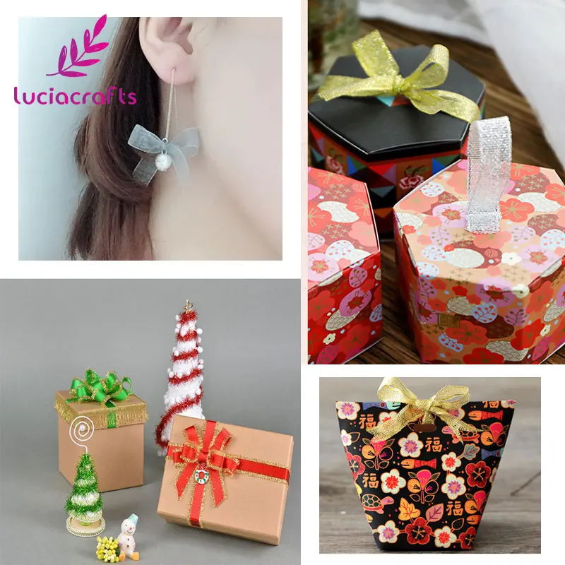 Распродажа! Lucia Craft 5y золотой лук ленты для упаковки подарков золотые и серебряные блестящие свадебные украшения, аксессуары CH1101