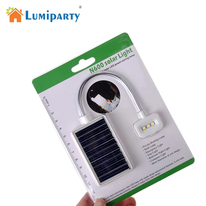 

LumiParty Mini Portable Solar Pocket Book Clip Light 3 LED Flexible Clip Solar Power Study Light USB Power Charging