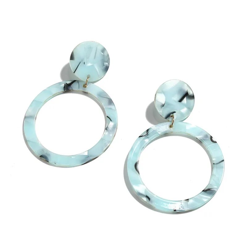 Персонализированные Акриловые серьги ацетат кислота маленькие простые серьги-кольца для женщин геометрический дизайн, округлый, круглый серьги корейские ювелирные изделия - Окраска металла: ez251B