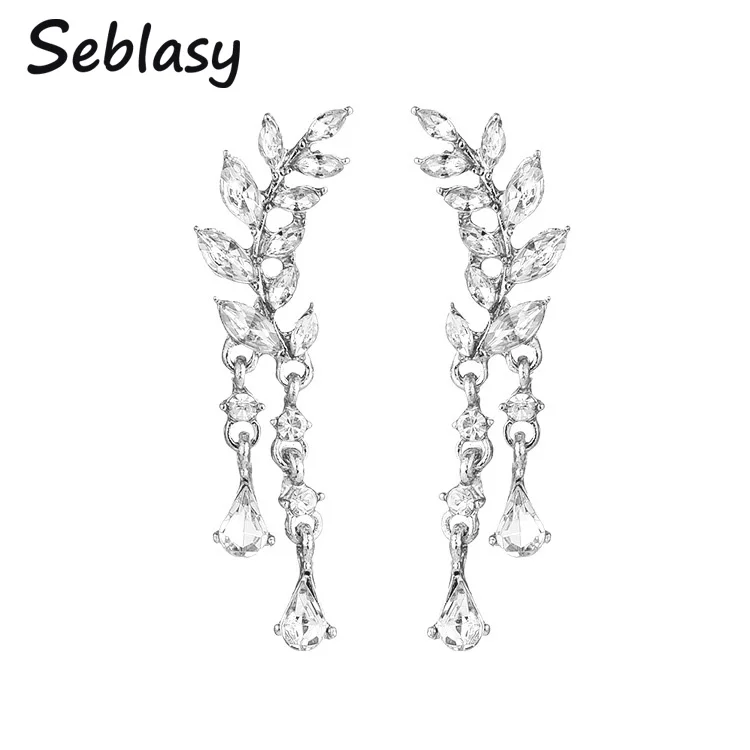 

Seblasy Punk Big Long Statement Leaves Crystal Dangle Earrings for Women Simple Style Party Jewelry Gifts Femme Bijoux Brincos