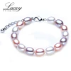 Pulsera de Perlas Naturales Real de plata de ley 925 con cierre, pulsera de perlas cultivadas en agua dulce para boda, regalo para hija ► Foto 1/4