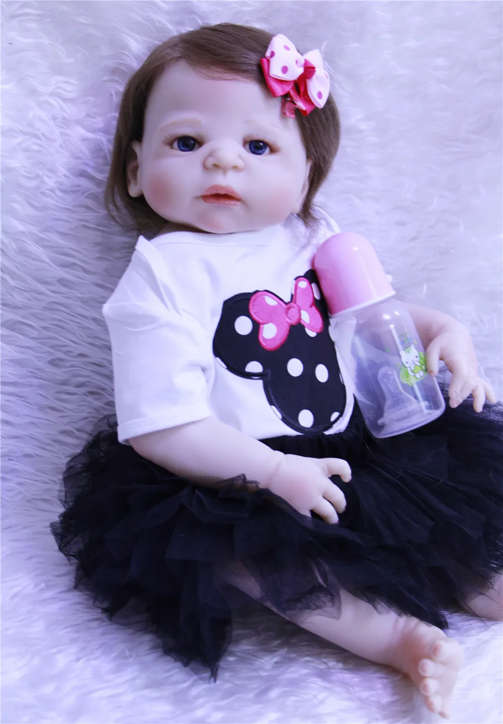 

NPK 23"full body silicone reborn baby girl dolls for child gift princess BJD bebes reborn com corpo de silicone menina boneca