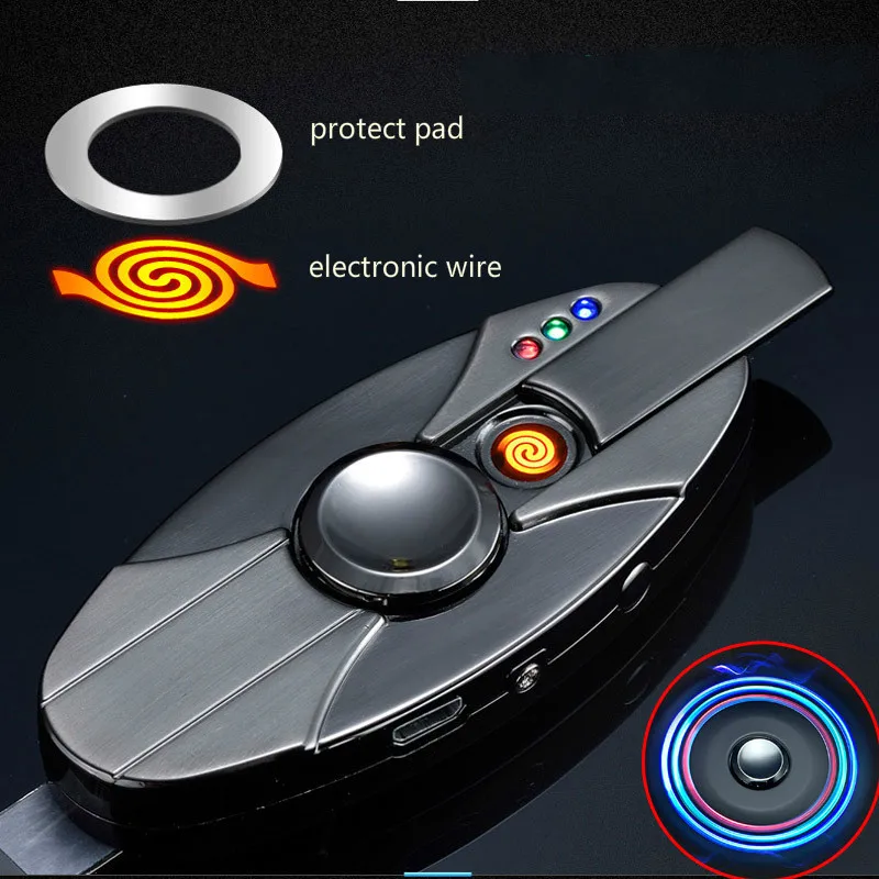 

Double Sides Lighting Hand Spinner USB Charging Electronic Cigar Lighter with LED Colorful Lights