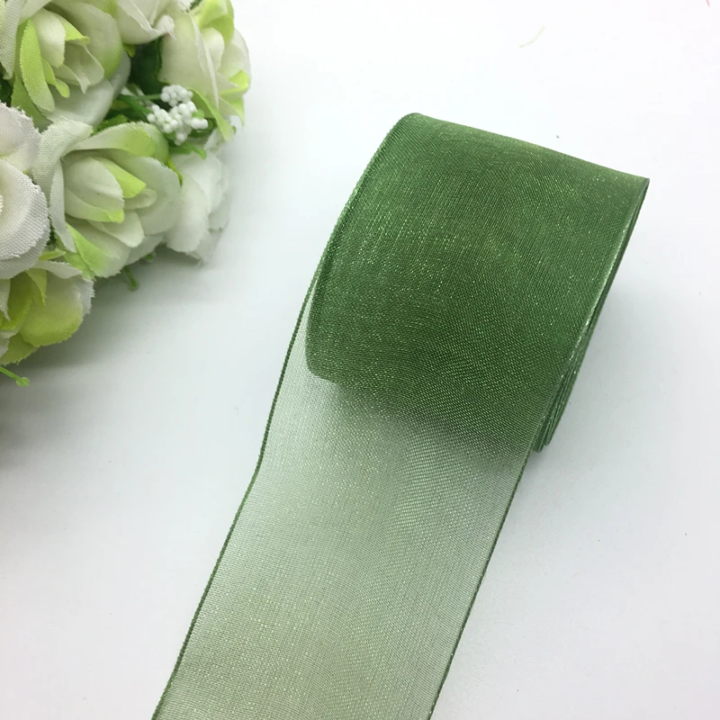 5 ярдов/Лот 1 1/2 дюйма (38 мм)|organza ribbon bows|green organza ribbon5 yard |