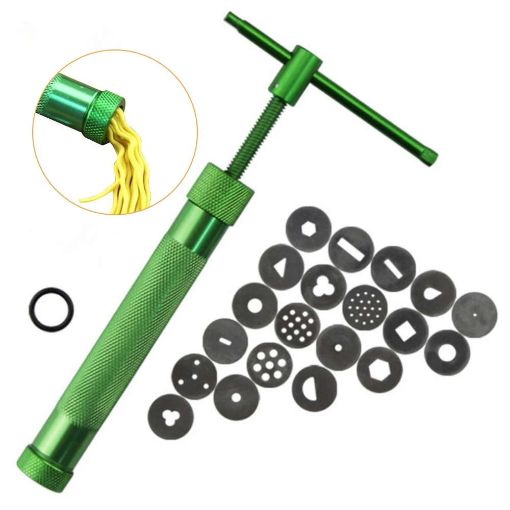 

Clay Extruder Tool Sculpture Polymer Pottery Sculpture Tools Gun with 20 Tips Sugar Paste Extruder Fondant Cake Decorating Tool
