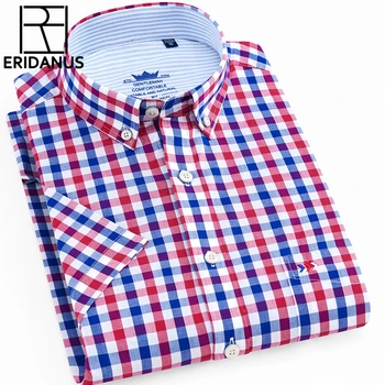 

High Quality Men Shirts 2018 New Brand Summer Dress Short-sleeved Solid Plaid Casual Color Solid Collar Dress Shirts 4XL M658