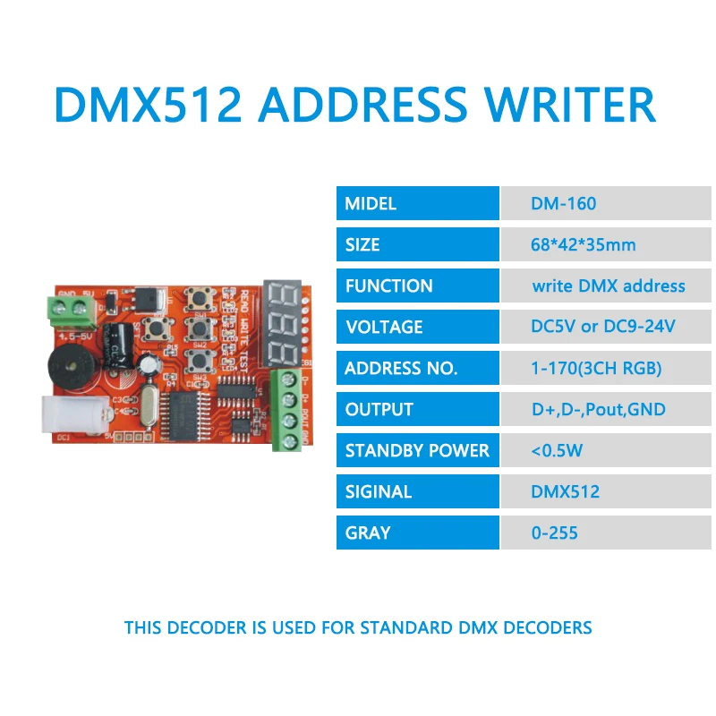 DMX512 простой адрес писатель, используется для декодер RGB, прожекторы, подземный светильник, сценический светильник, DMX кодировщик DMX адрес editor