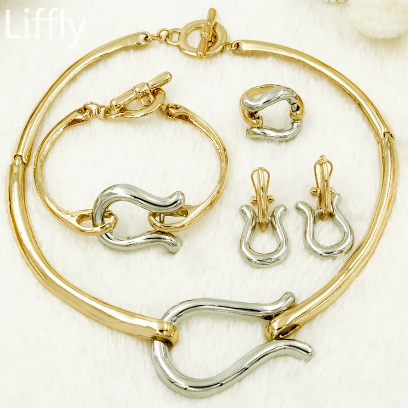 

Liffly High Quality Christmas Jewelry Italy Designer Dubai Gold Jewelry Sets Necklace Women Bridal Jewelry Accessories