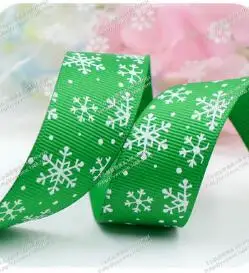 

2019 new 2 yards 25MM Green Red Printing SnowFlake Ribbons Merry Christmas Decoration Happy New Year