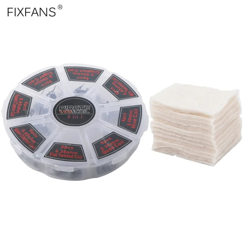48-in-1-Prebuilt-Coil-Kit-Alien-Fused-Clapton-Mix-Flat-Twisted-Hive-Tiger-Quad-Premade-Coils-+-10pcs-Vape-Cotton-for-RDA-RTA-RBA