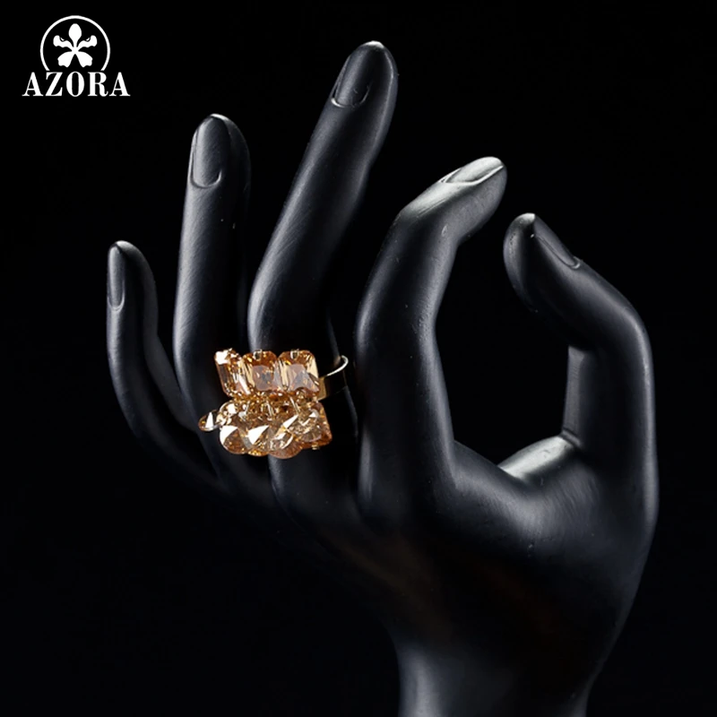 Azora, золотые золота Stellux австрийского хрусталя Регулируемый Размеры кольцо TR0049